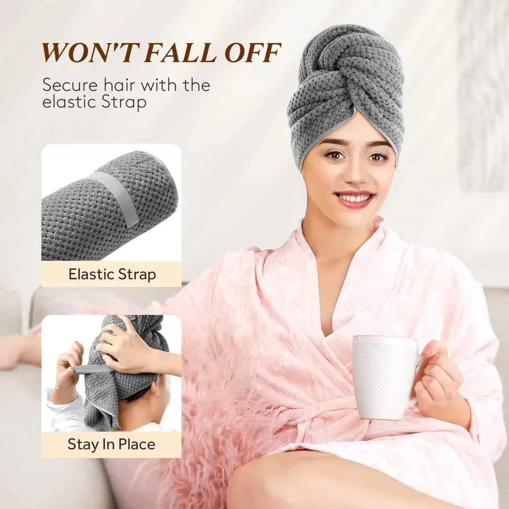 Extra Large Microfiber Hair Towel Wrap with Elastic Band Microfiber Hair Towel Oasis Select