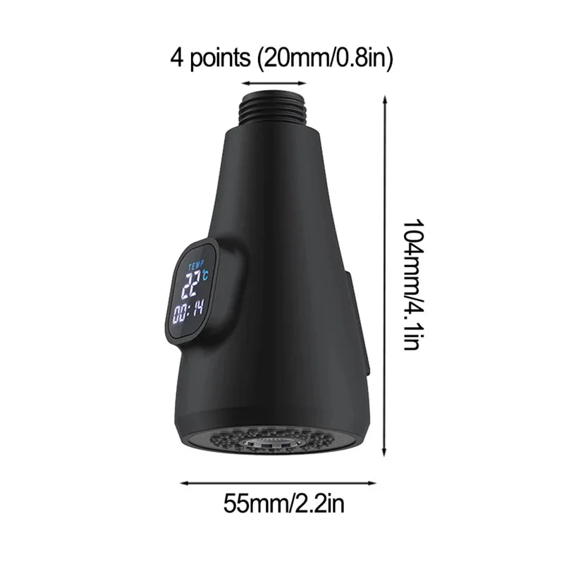 Kitchen Pull-Out Faucet Replacement Head Digital Display Temperature Sensor Nozzle Sink Basin Kitchen Pull Out Sprayer Nozzle Oasis Select