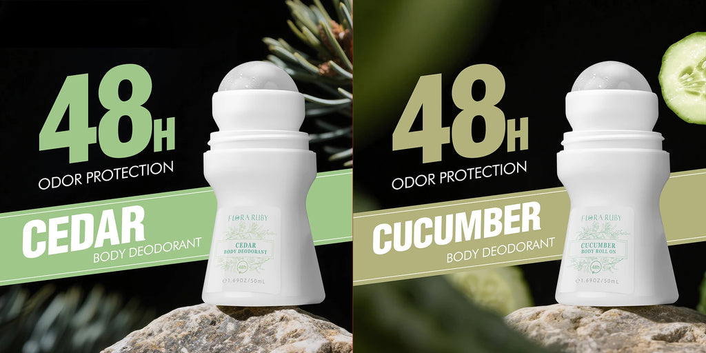 2PCS Flora Ruby Light Green Series Deodorant Roll On All-purpose Deodorant Roll Aluminum Free Easy To Carry 50g Oasis Select 2 Pcs
