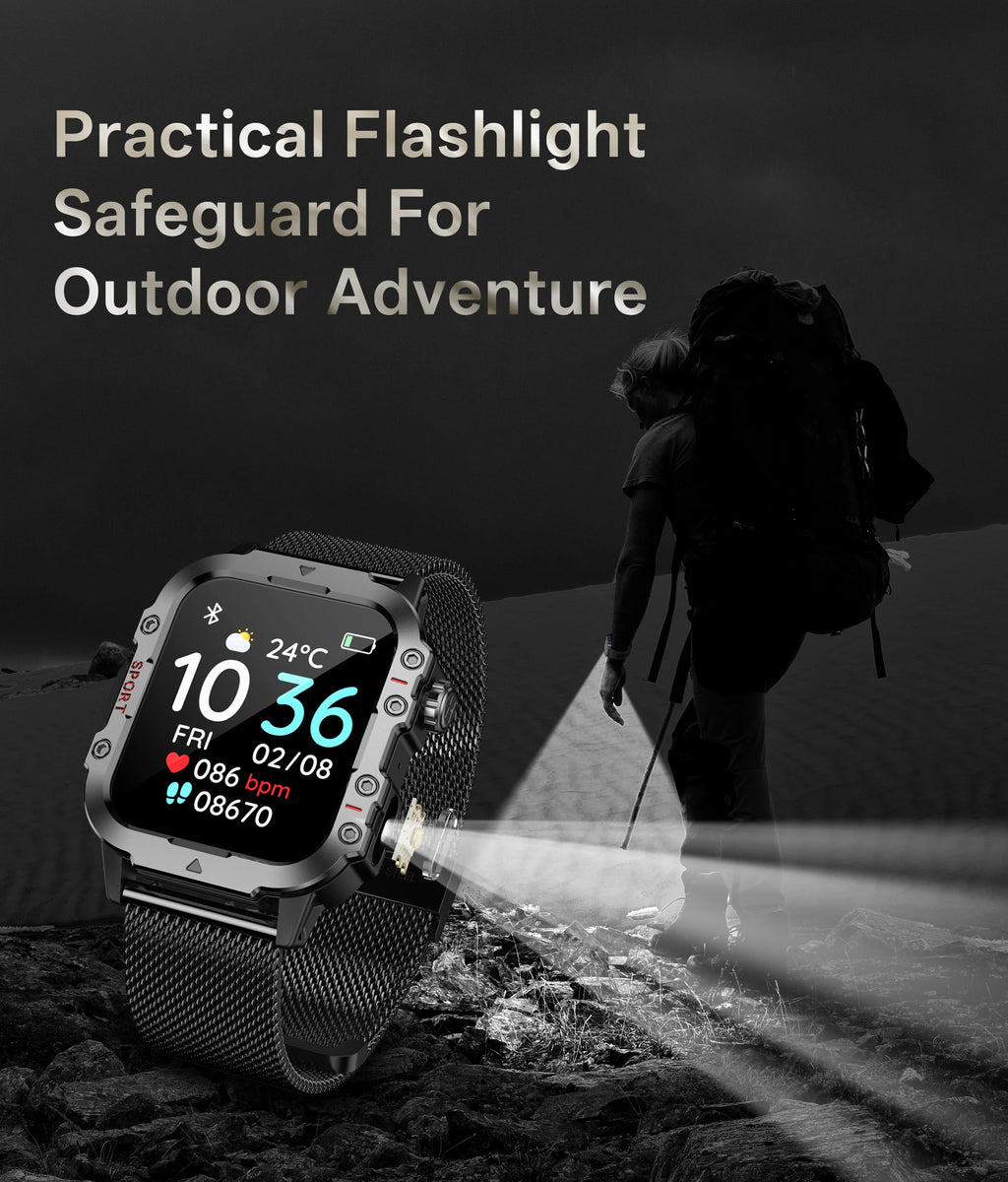 COTAUL Military Smartwatch Men – BT Call, GPS, 3ATM, 1.44"