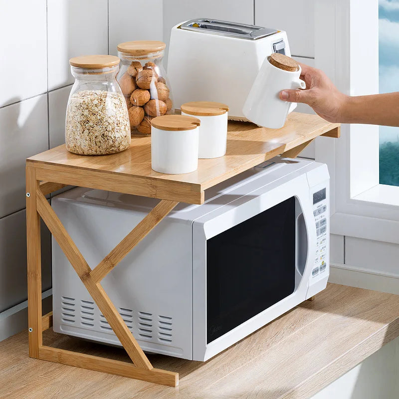 Kitchen Storage Rack Nanzhu Microwave Rack Household Countertop Oven Rack Seasoning Rack Solid Wood Oasis Select