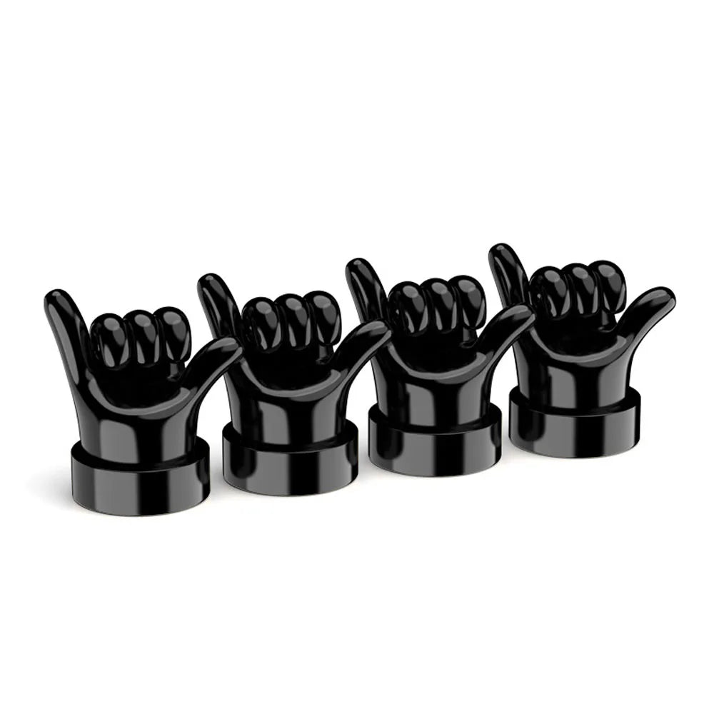 Gesture Tire Valve Stem Caps Covers, Funny Tire Air Caps Universal for Cars,Trucks, SUV, Motorcycles, Bike Oasis Select E-Black