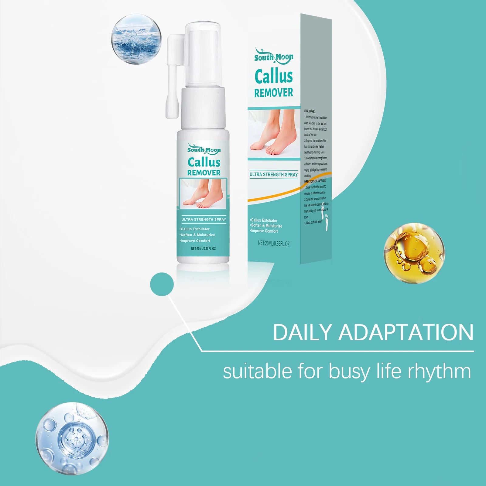 Foot Peeling Spray Exfoliating Calluses Remove Dead Skin Moisturizing Nourishing Reduce Dryness Anti Cracked Smoothing Feet Care Oasis Select