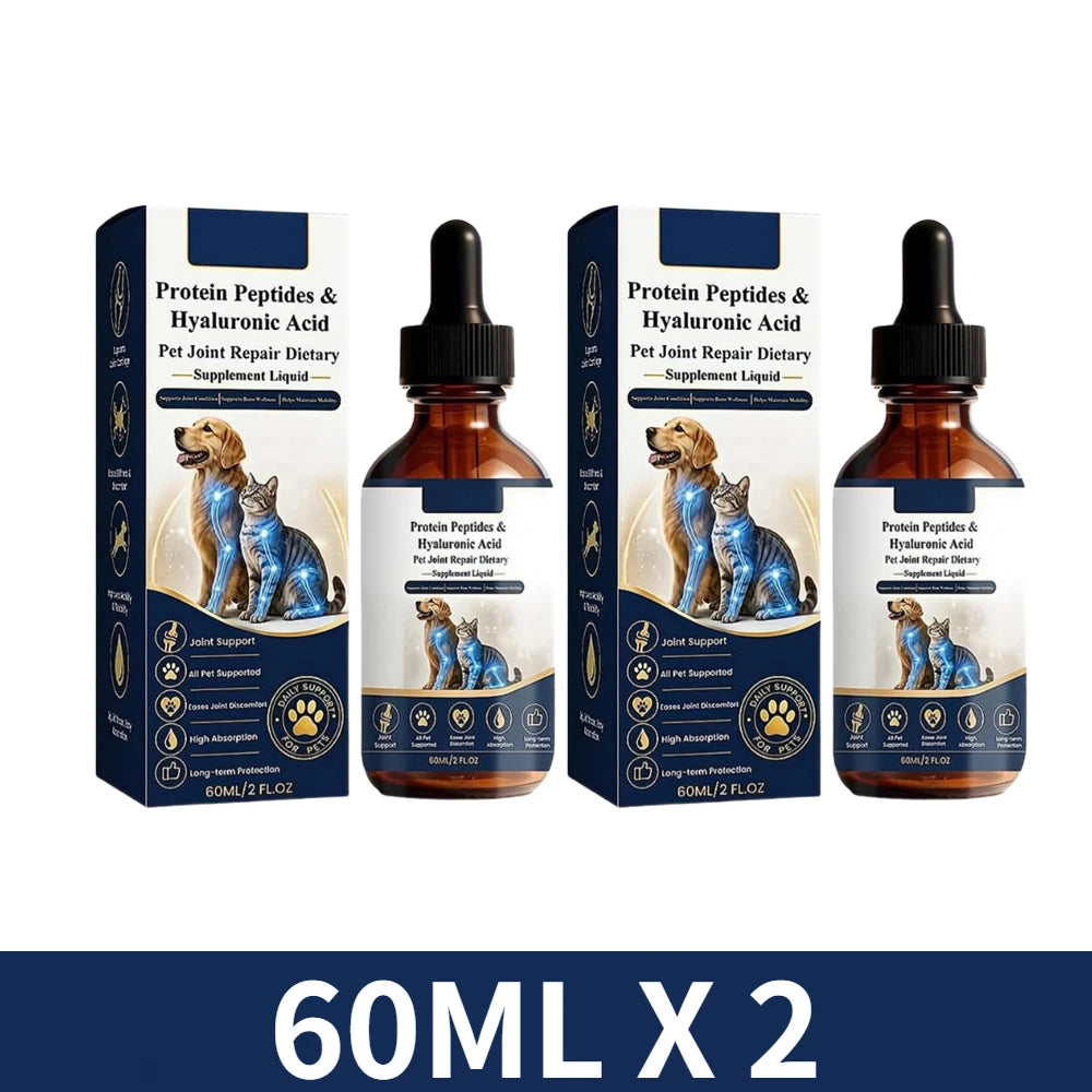 60ML Dog Joint Supplement Liquid Natural Protein Peptides & Hyaluronic Acid Dog Joint Support Improved Mobility For All Ages Dog Oasis Select 60ML X 2