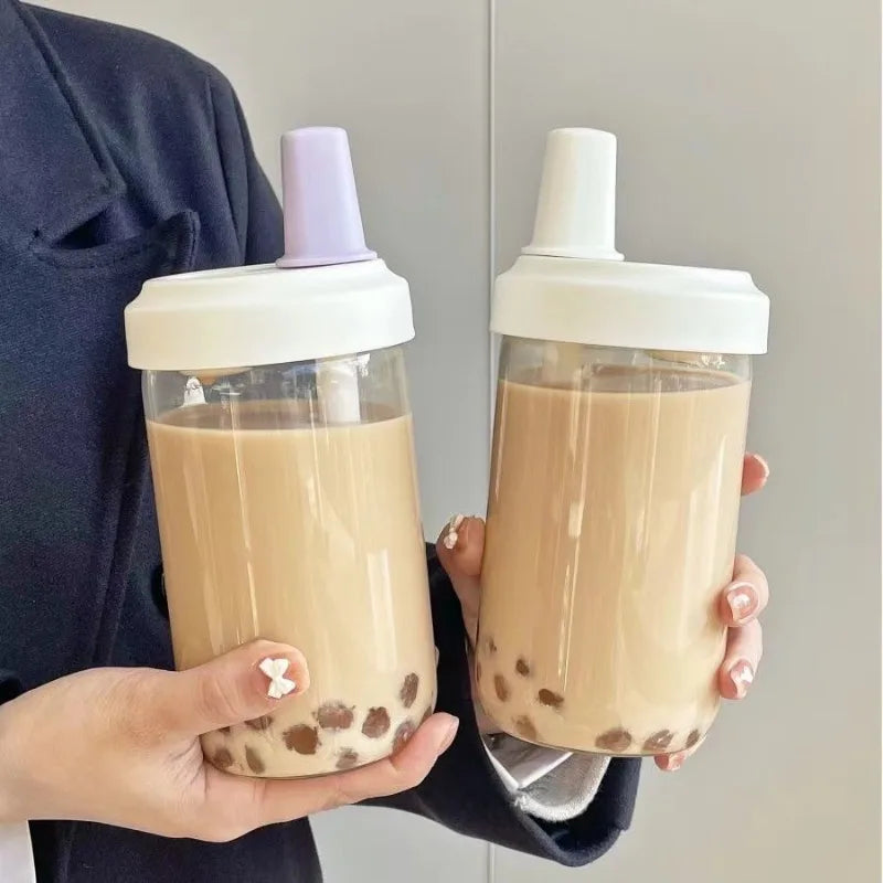 500/800ML Large-capacity Straw Cup, Food-grade Transparent PP Material,Portable Ins Style Water Cup, Juice Milk Tea Cup Oasis Select