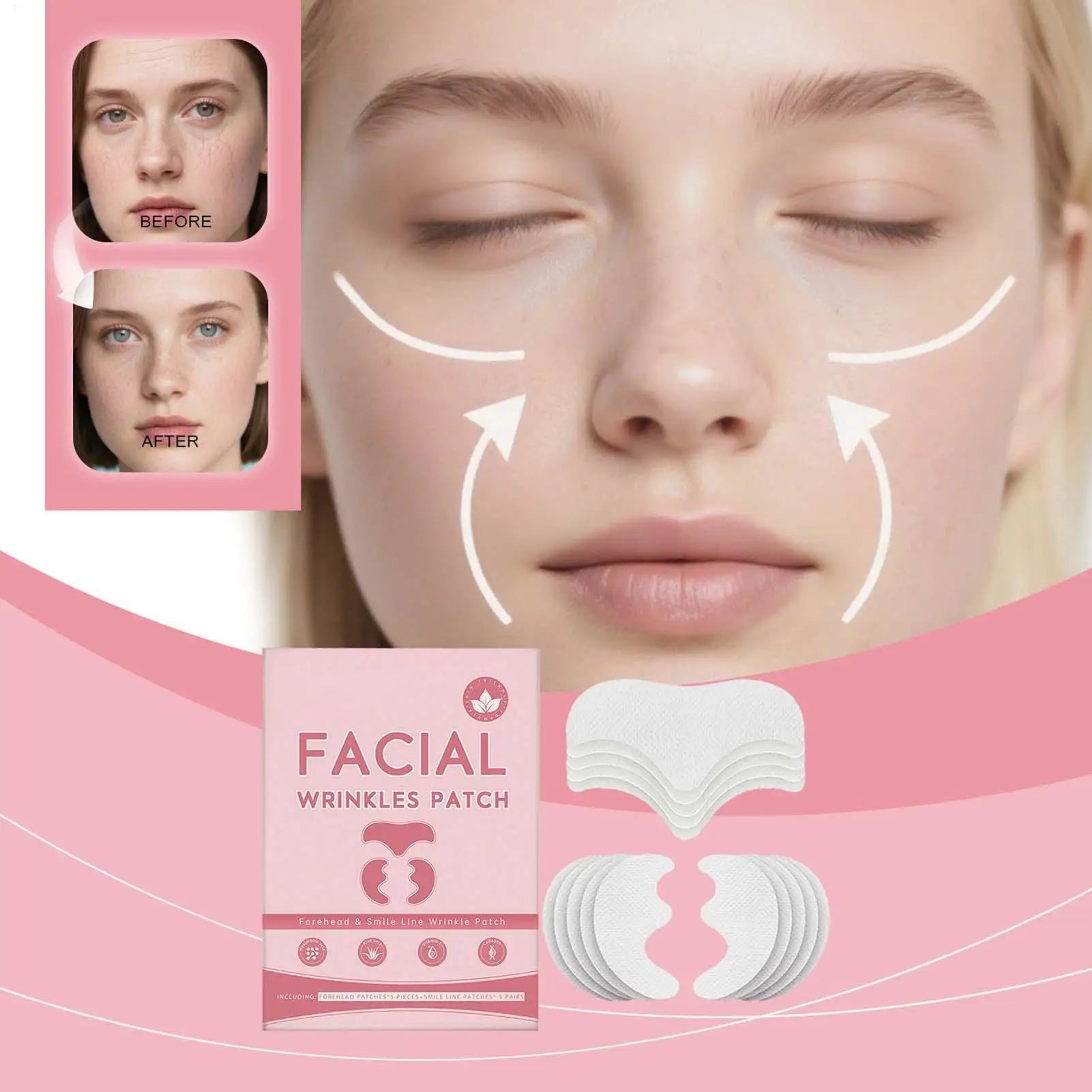 5pcs Forehead Patches 5pcs Smile Line Patches Face Lifting Firming Sticker Wrinkle Removal Patch Anti-Wrinkle Lift Up Tape Oasis Select