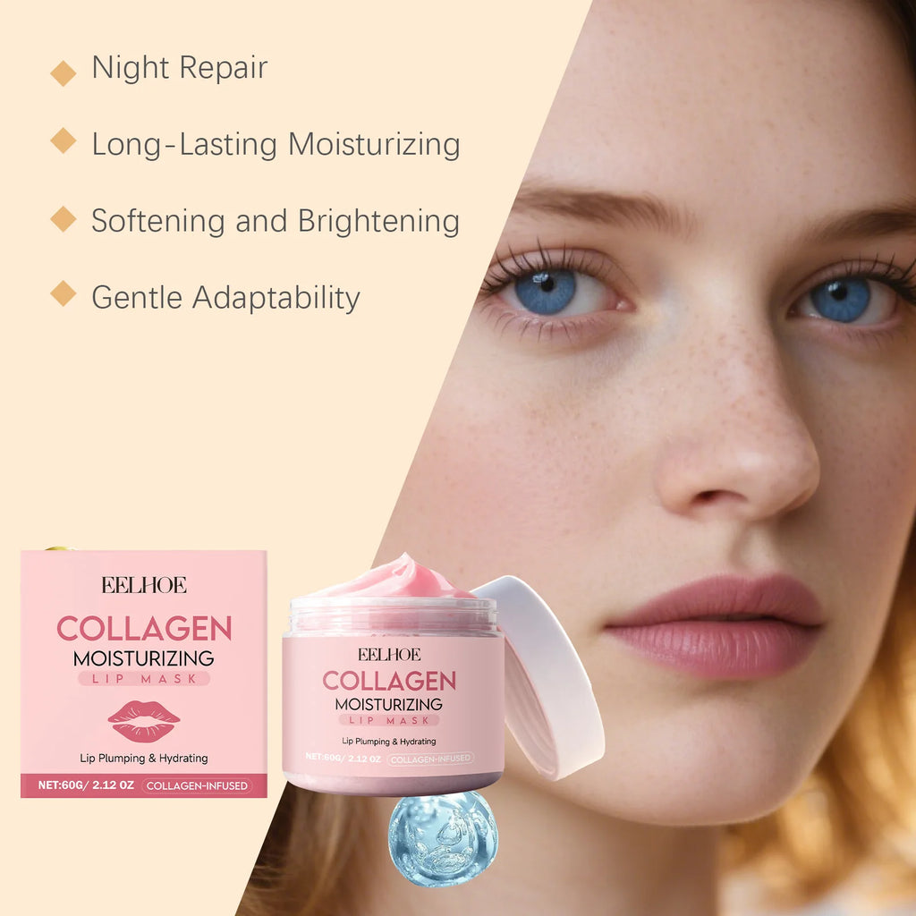 Collagen Lip Mask Overnight Repair Moisturizing Nourishing Treatment for Dry Flaky Lips Women's Lip Care Essential Fade Lip Line Oasis Select