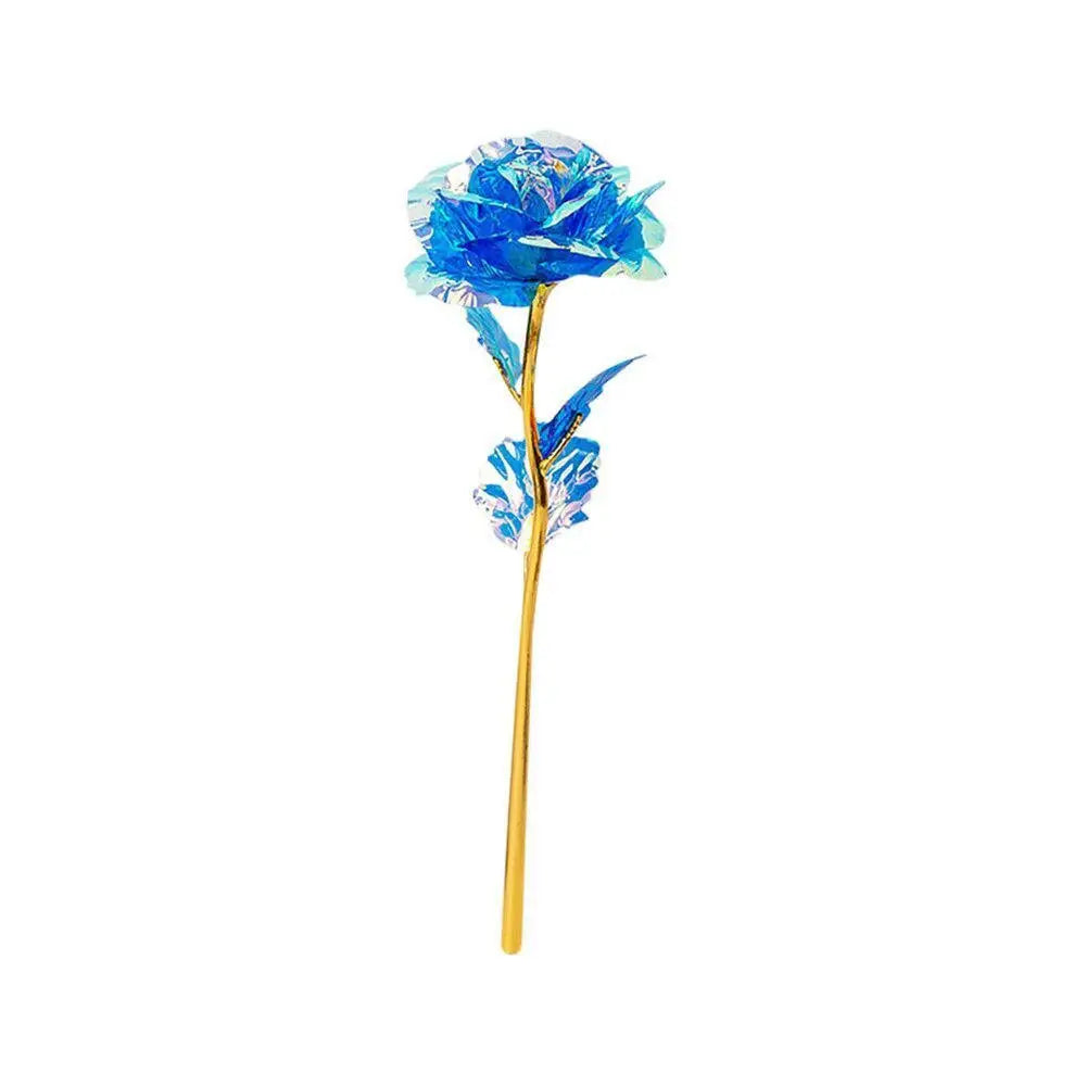 Multi-Color Gold Plated Rose Flower Romantic Valentine’s Day Mother's Day Gift Garden Decoration Flower Decoration Oasis Select Blue
