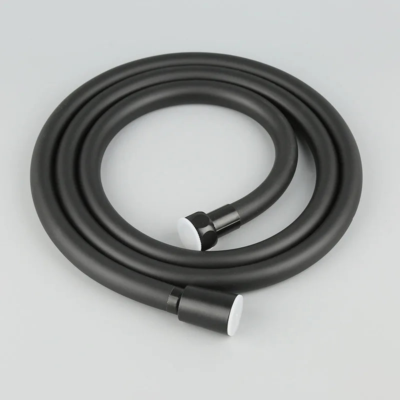 New High Quality Silicone Shower Hose 1.5/2/3M Flexible Bath Tube Explosion Proof Plumbing Pipe Soft With Baby Skin Touch Oasis Select Black 200cm