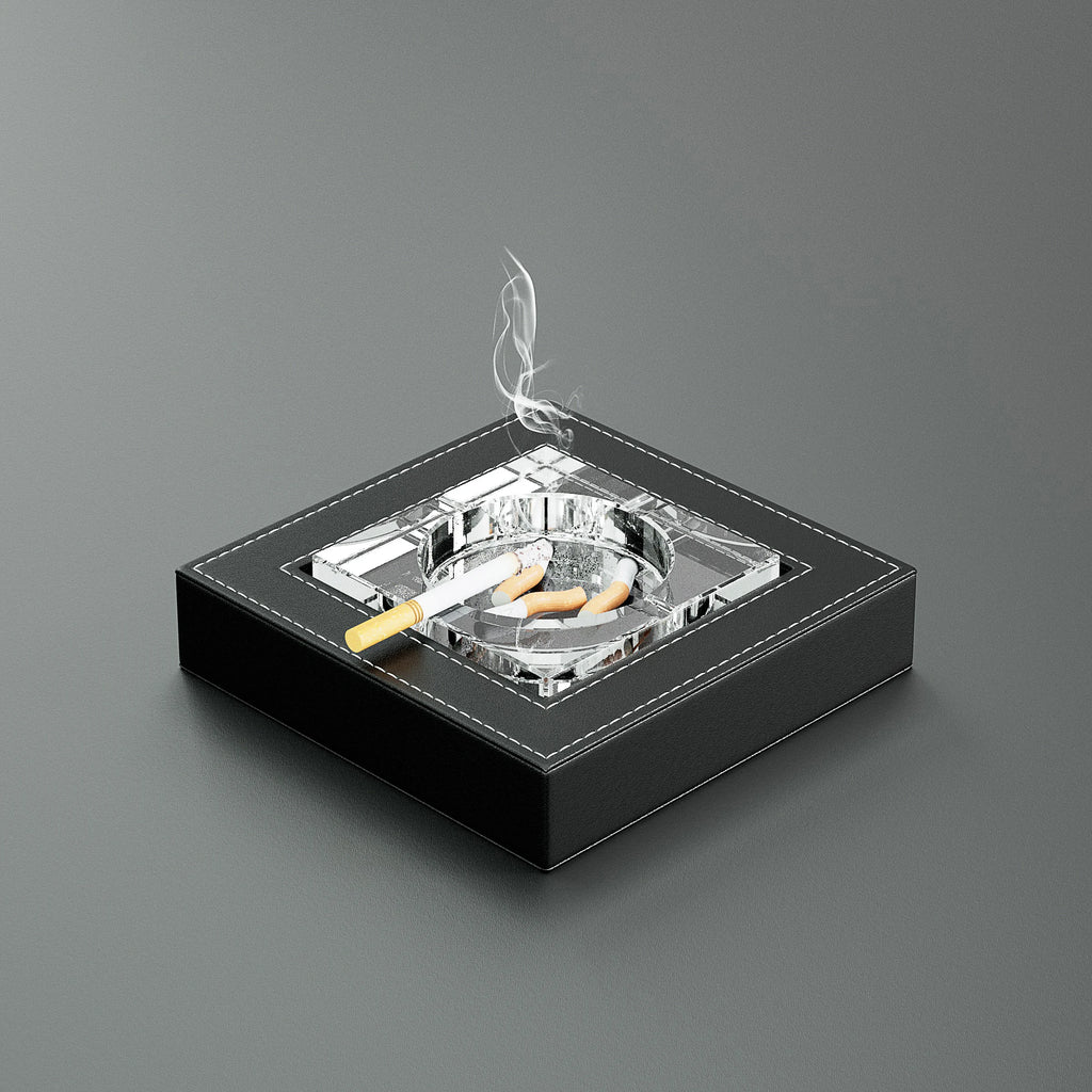 Ashtray Business European Leather Decoration Crystal Size Home Office Ashtray Desktop Decoration Premium Feel Oasis Select Black Small