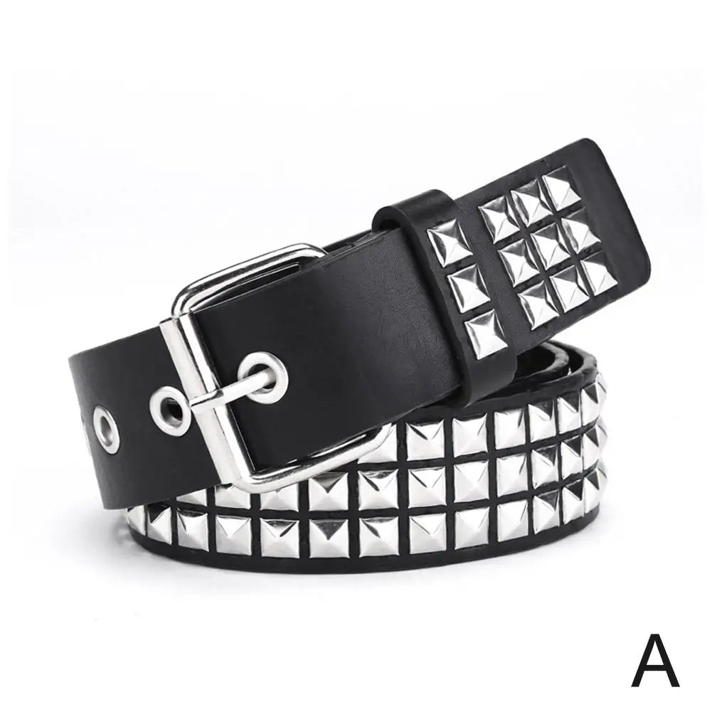 Women's Gothic Punk Studded PU Belt – Rivet Waist Cincher Fashion Belt Oasis Select A Balck