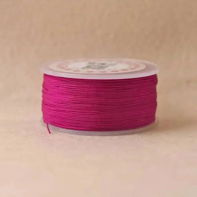 0.8 mm 65m Nylon Cord Thread DIY Tassels Beading String Thread Chinese Knot Macrame Cord Bracelet Braided String Oasis Select 6. Rose Red 0.8mm 65m