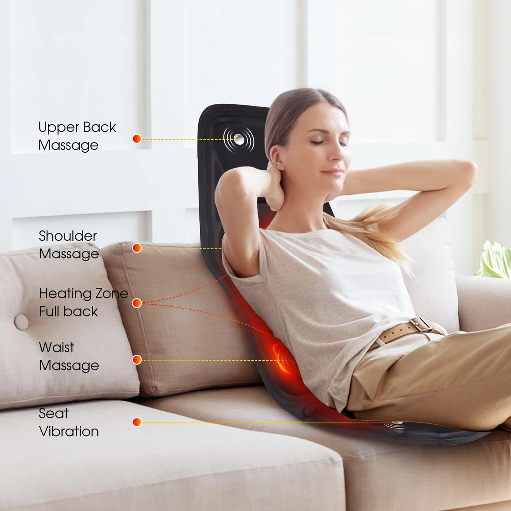 Hailicare Heated Back Shoulder Vibration Massage Mat – Chair & Car