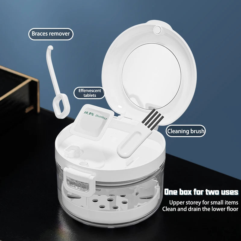 Portable Orthodontic Retainer Invisible Braces Box Braces Storage Box Soaking Invisible Teeth Denture Cleaning Oasis Select