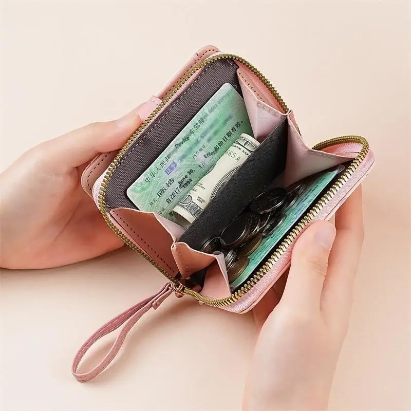 Japanese Cute Cat Girls Wallet Short Student ID Bank Card Holder Money Bag Zipper Wallets For Women Key Storage Purse Coin Purse Oasis Select