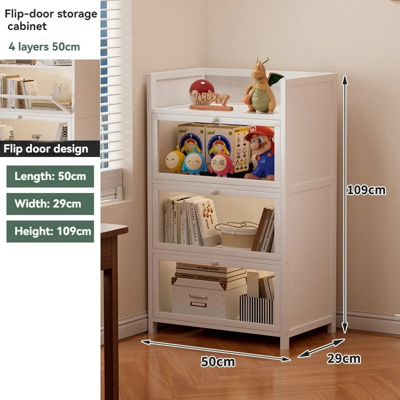 Bookcases, shelves, floor standing household storage cabinets, children's bookshelves, dust-proof acrylic cabinets, doors, stora Oasis Select white-4-50cm