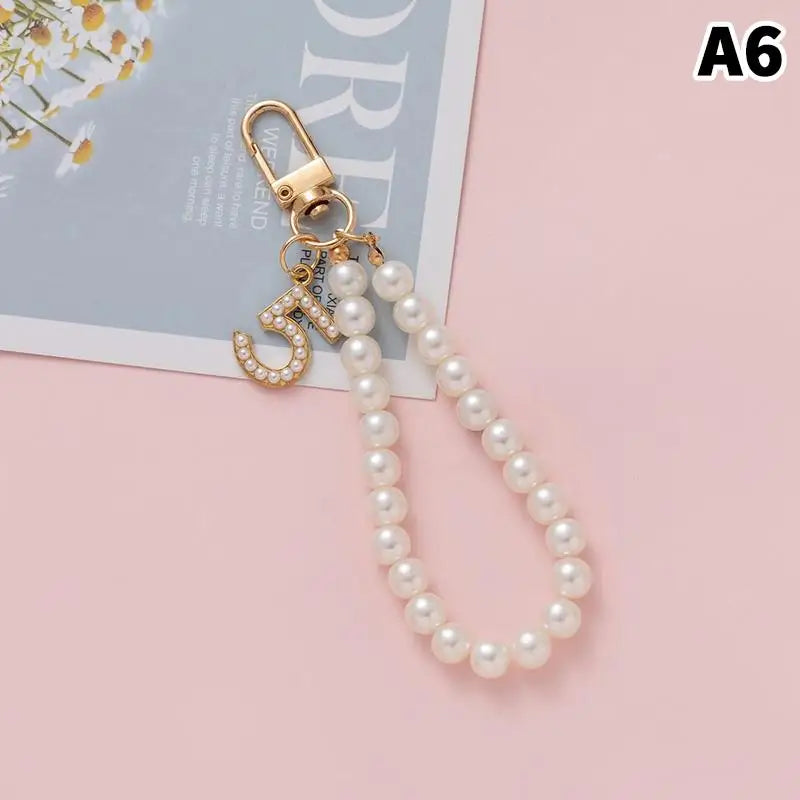 Pearl Flower Keychain Charm – Beaded Bag & Phone Pendant