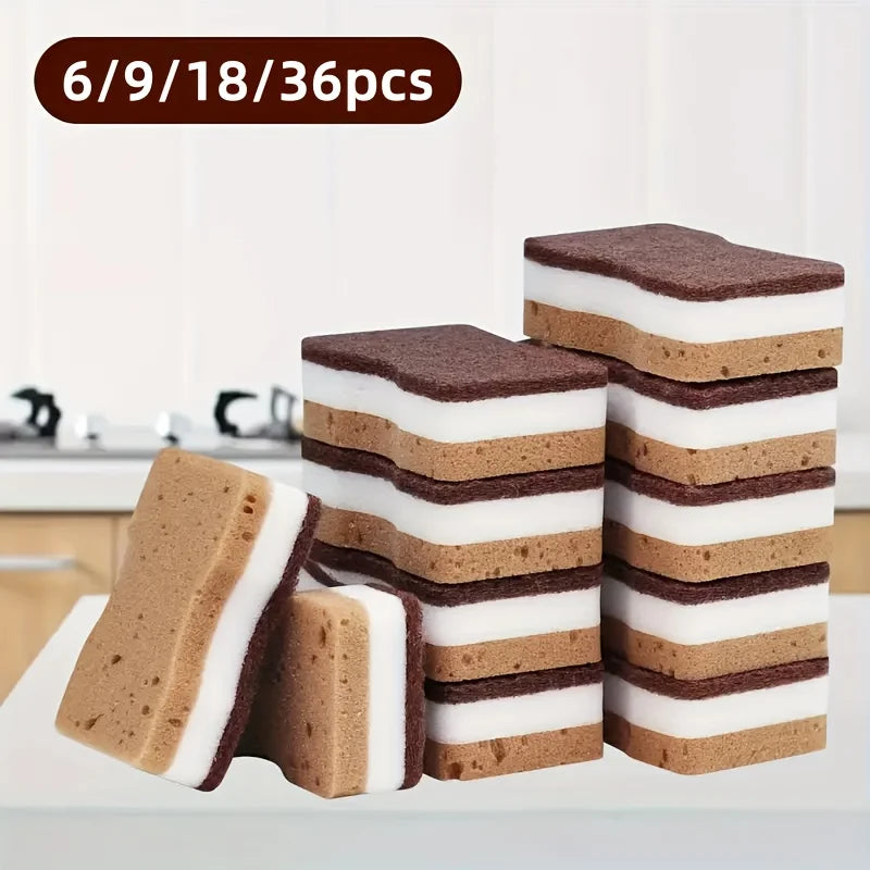 Three Layer Seaweed Kitchen Dishwashing and Cleaning Sponge,Durable and Scratch Resistant,Super Absorbent Kitchen Cleaning Brush Oasis Select