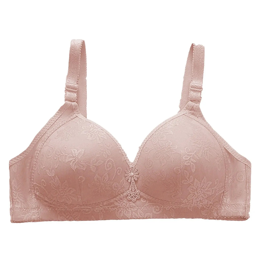 Comfortable Bra Breathable Adjustable Brassiere Thin Section Without Steel Ring Bra Large Breasts Appear Small Gathering Bra Oasis Select Light Brown 38