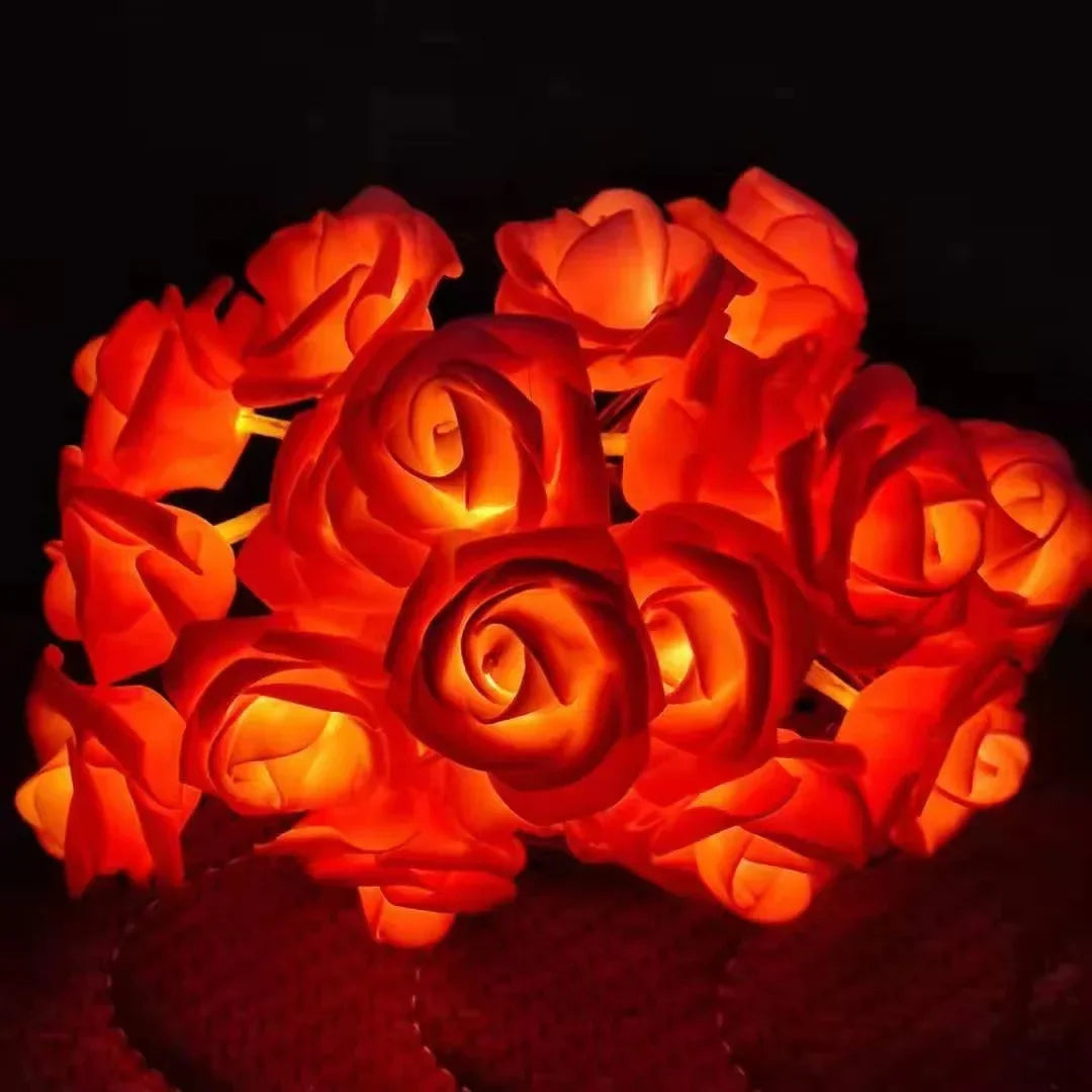 LED Pink Rose Flower String Lights USB powered for Wedding Home Party Birthday Festival Indoor Outdoor Decorations 1.5M/3M Oasis Select red