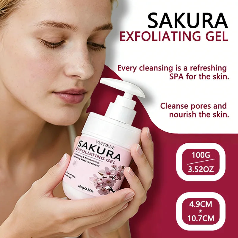 YUITIKUE Sakura Face Exfoliating Gel 100g – Gentle Daily Cleanser Facial Exfoliating Gel Oasis Select