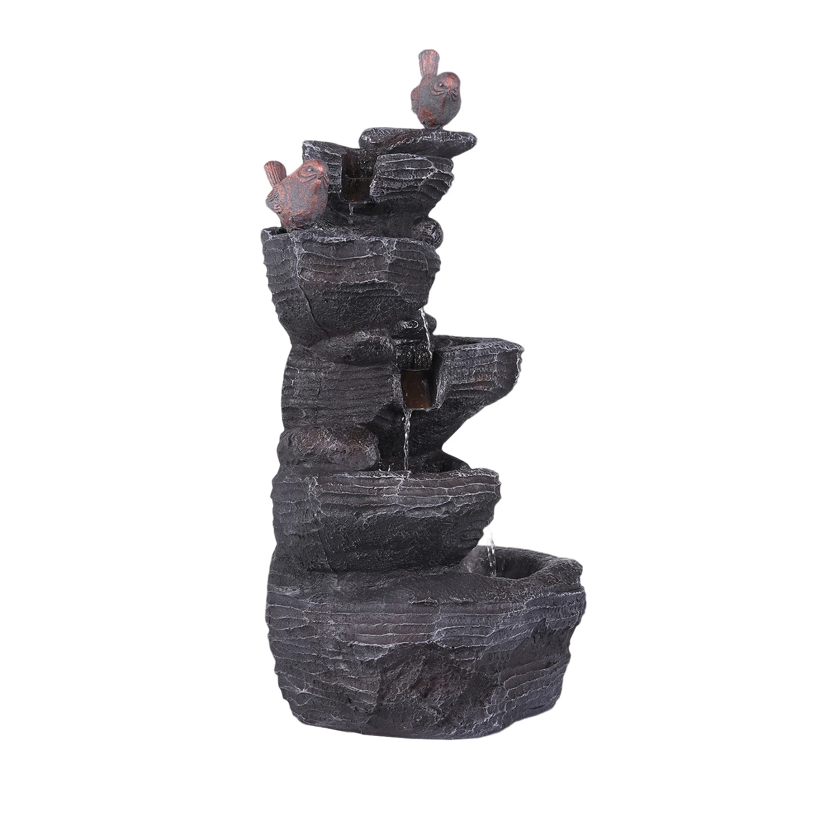 Cascading Rock Water Fountain with LED Lights Resin Stone Imitation Waterfall Tabletop Water Fountain Home Art Decor Oasis Select