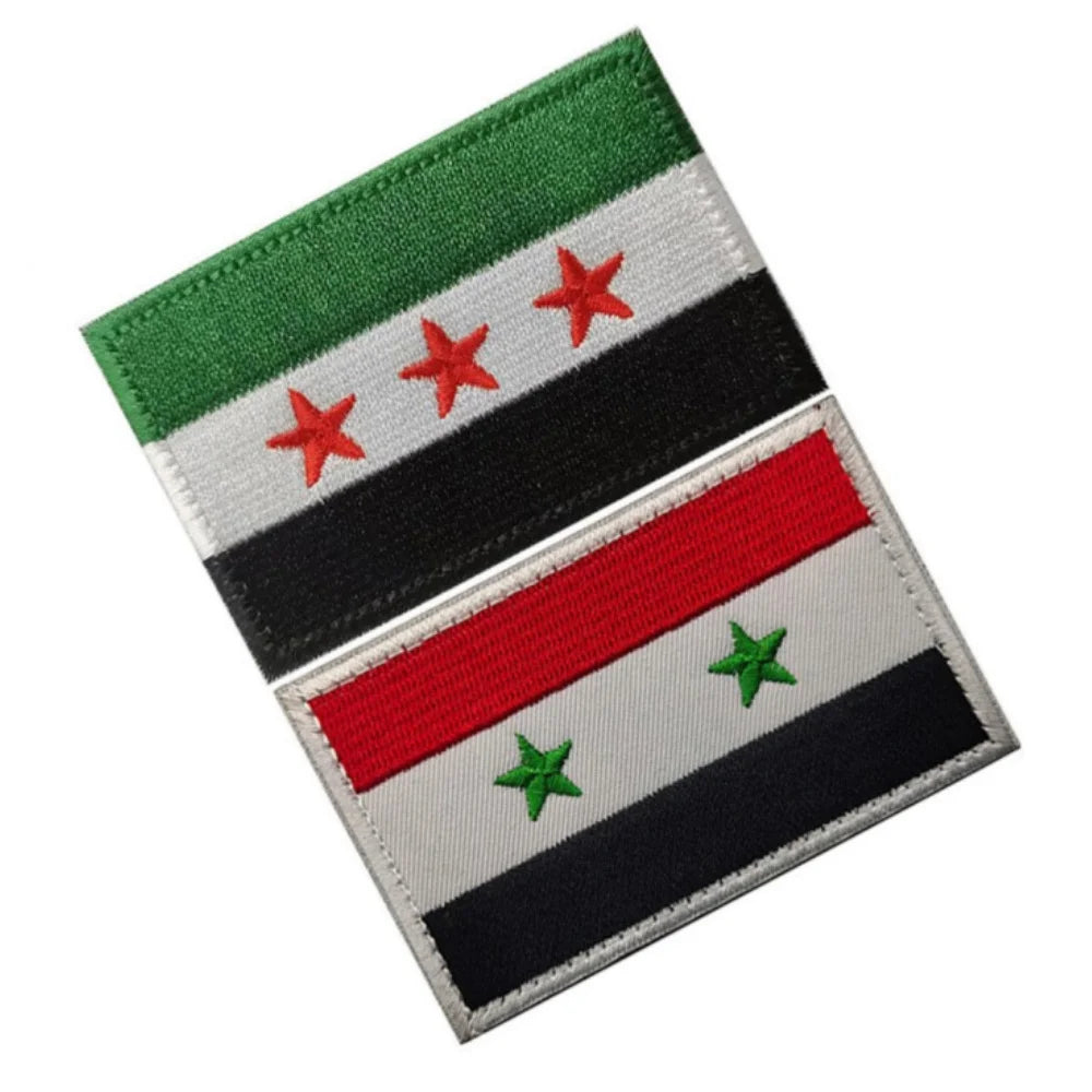 Syrian Flag Embroidered Patch – Iron-On & Hook Loop Badge