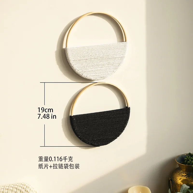 Ins Bohemian Style Double Circular Shelving Wall Decoration Pure Hand-woven Wall Hanging Room Decor Aesthetic Oasis Select