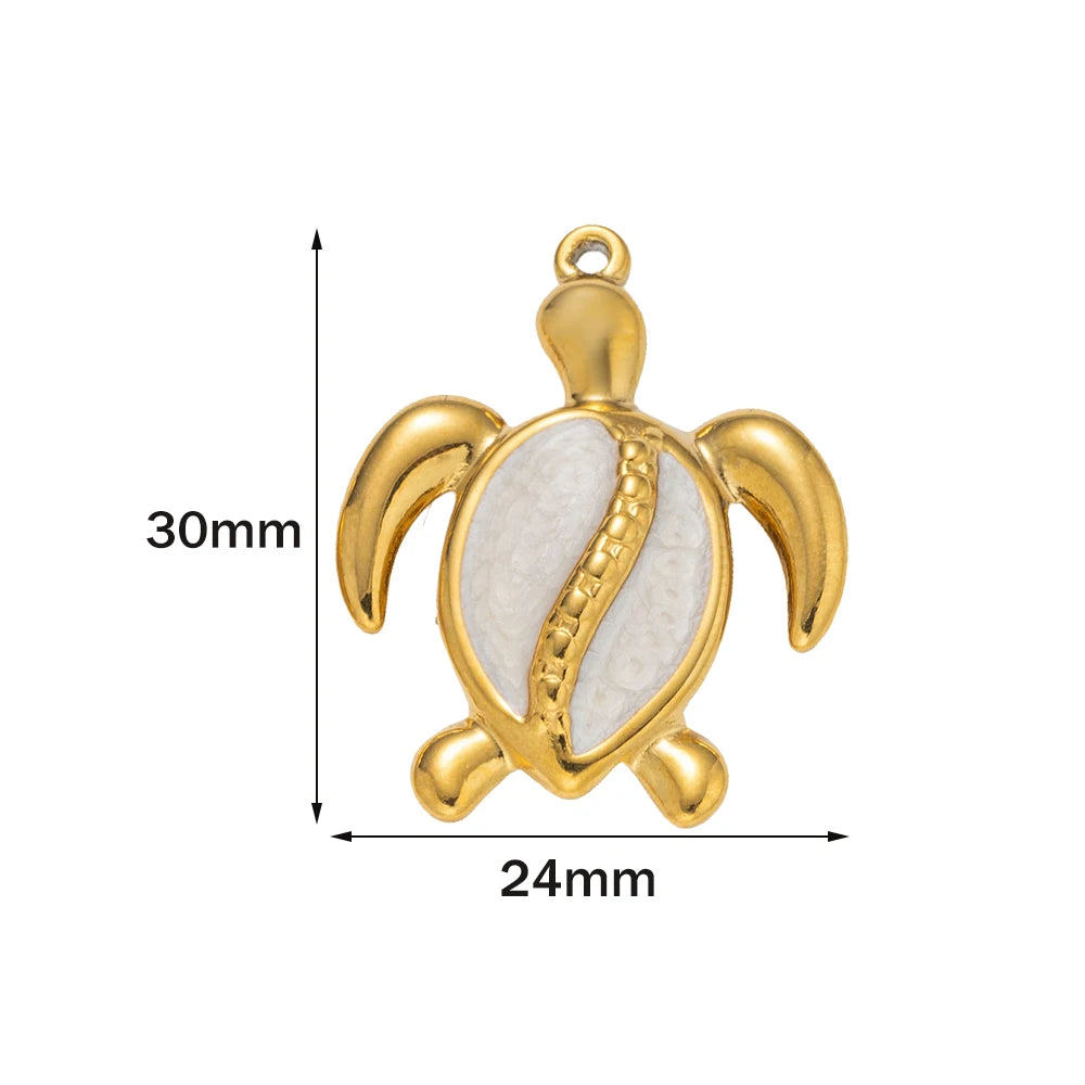 5pcs Stainless Steel Enamel Animal Sea Turtle Tortoise Charms Pendant for Bracelet Necklace Jewelry DIY Craft Making Wholesale Oasis Select White