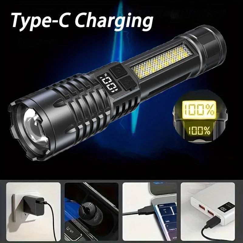Mikenoon Rechargeable LED Flashlight with COB Side Light