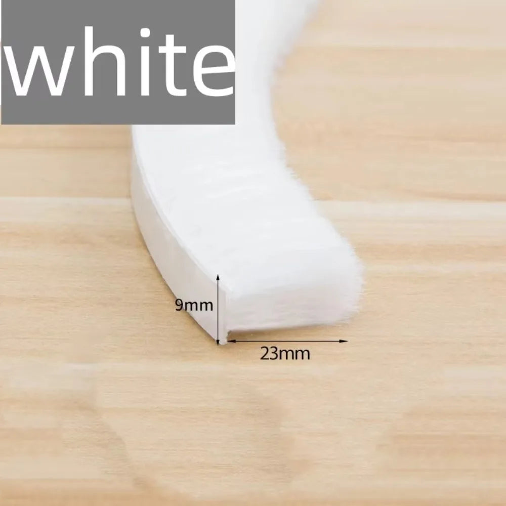 New 10Meters Sealing Strip Self-adhesive White Grey Wind-proof Brush Strip Sound Insulation Dust Strip Soundproof Dustproof Oasis Select White 9x23mm
