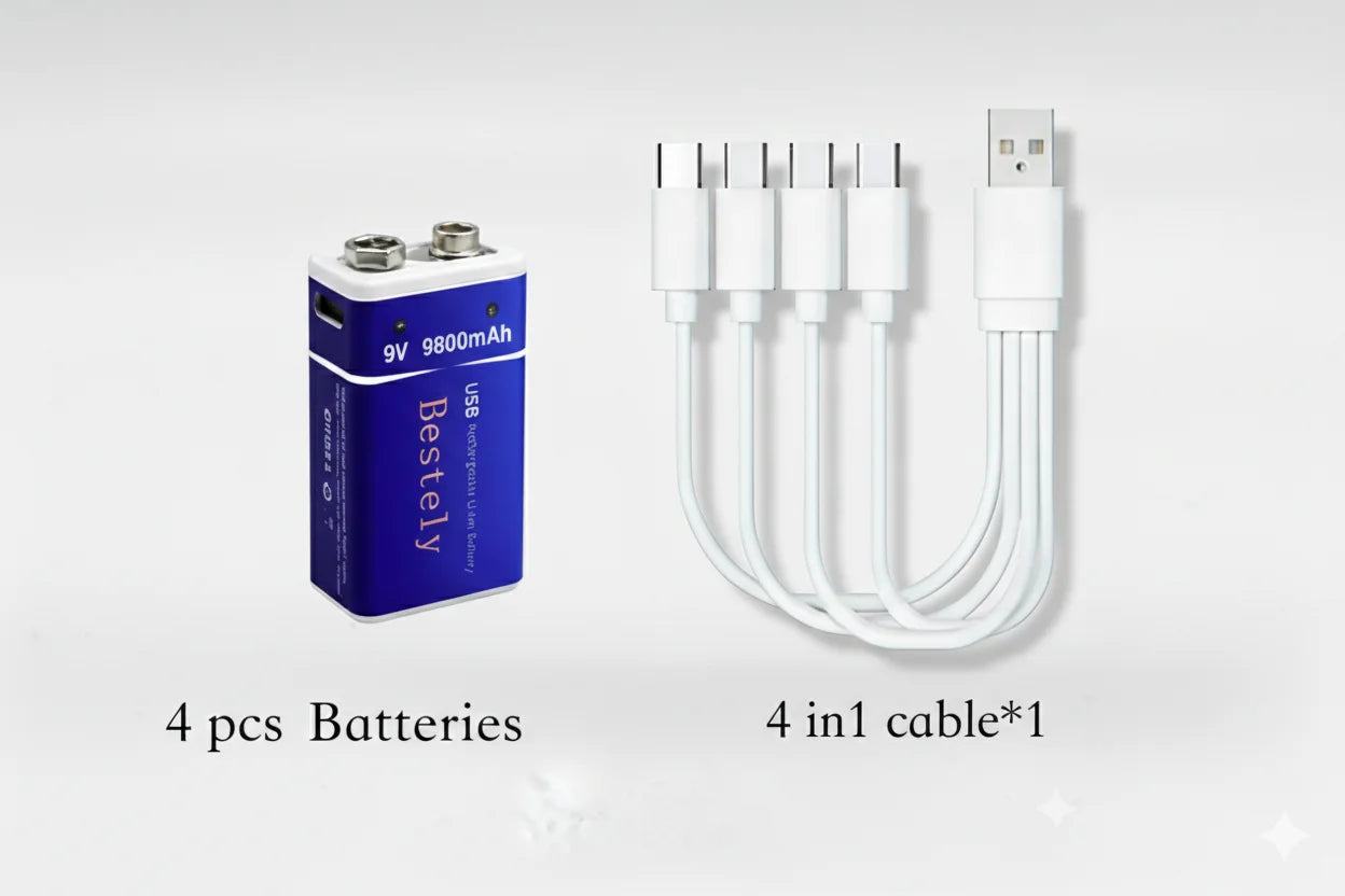 wide selling Long Cycle Life, Safe & Reliable 9V rechargeable li-ion battery for daily electronic devices Oasis Select 4 PCS Batteries