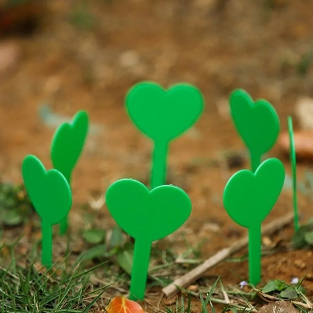 100PCS Waterproof Plant Labels Tags Reusable Heart Shaped Plant Growth Label Durable Nursery Markers DIY Garden Decoration Oasis Select