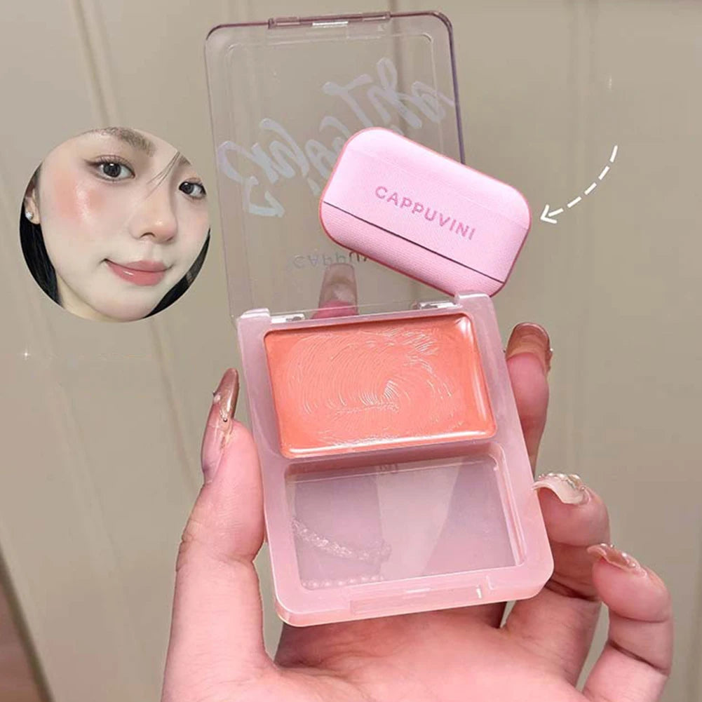 Portable Single Color Cream Blush Cute Gradient Heart Design Comes with Sponge Soft Natural Glow Blush for Daily Makeup Oasis Select