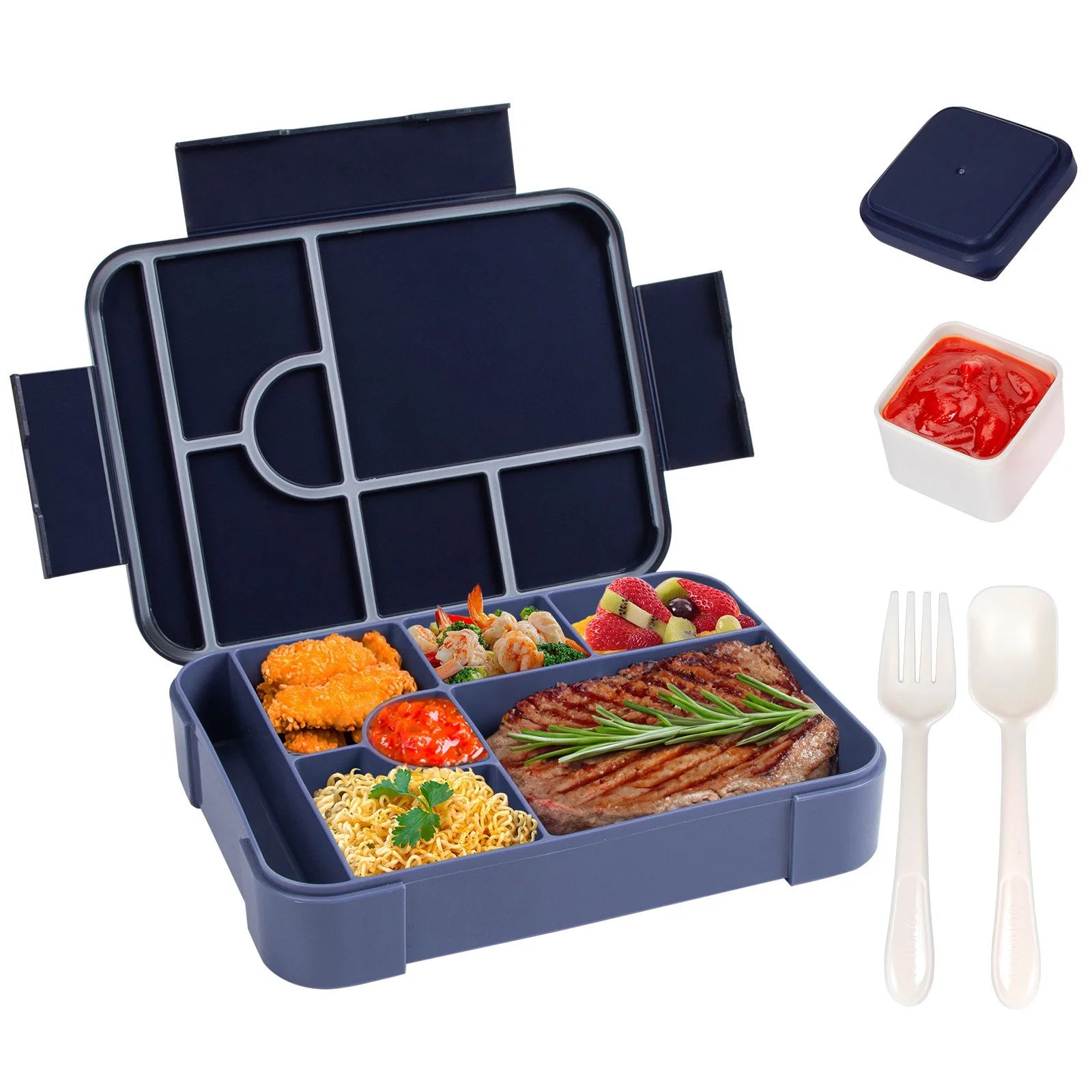 Kids Leakproof Bento Box – Divided Microwave-Safe Lunch Container Kids Bento Lunch Box Oasis Select Dark Blue 1330ml