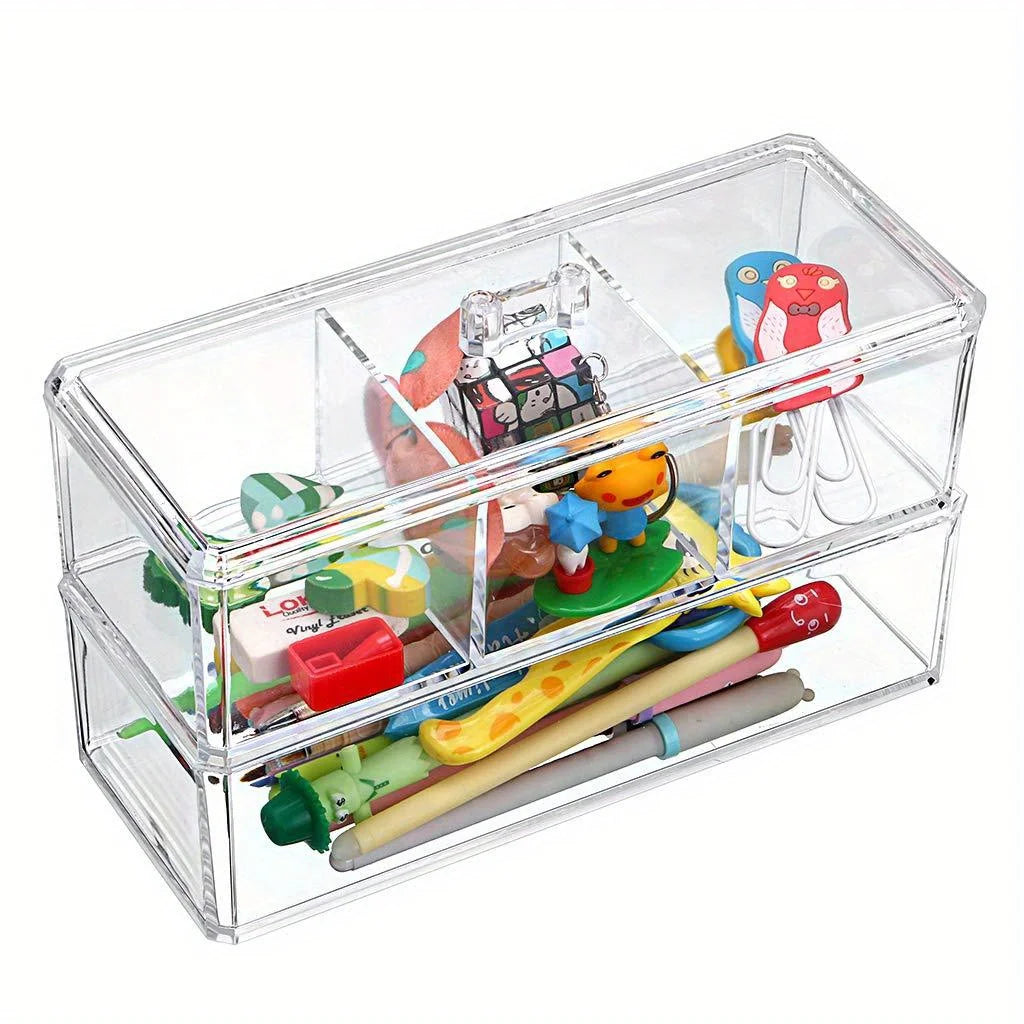 1pc Acrylic Organizer - Clear Dispenser for Cotton Swabs, Tea Bags, Cosmetics, Flossers, and More - Spice Pouches Oasis Select
