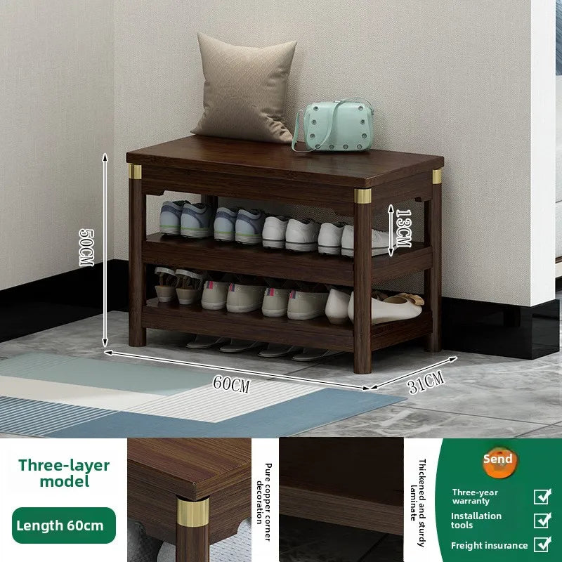 New Chinese-style shoe change stool, shoe stool at the door simple bench stool at home, shoe rack shoe store shoe test stool Oasis Select Layer 3 60cm