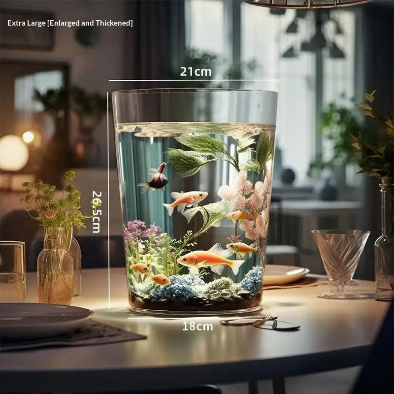 Mini Desktop Acrylic Fish Tank with Decor Plants – Kids & Class