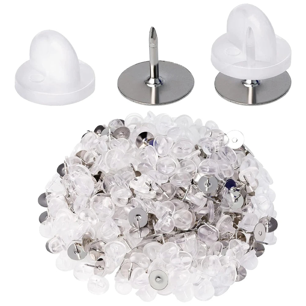 100pcs PVC Rubber Pin Backs Heliltd Butterfly Clutch Tie Tacks Blank for DIY Uniform Badges Holder Clasp Lapel Pin Enamel Pins Oasis Select