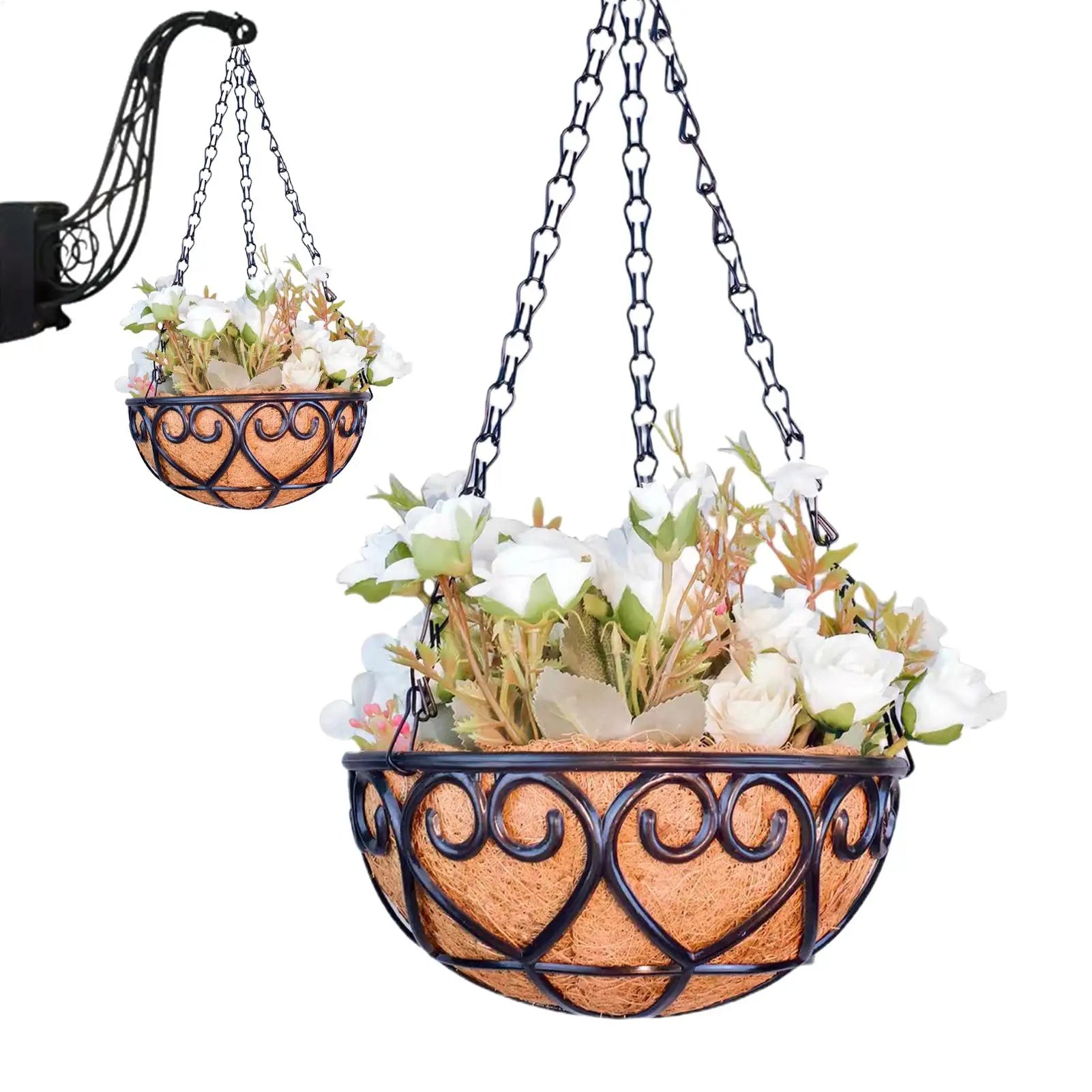 1PCS Hanging Flowerpot Decorative Baskets Outdoor Storage For Plants Planter Resin Flower Pots With Chain Basket Flowerbed Oasis Select