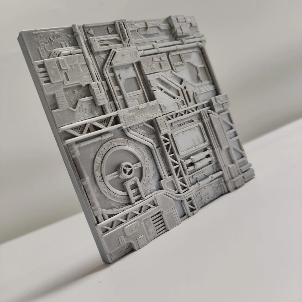 Sci-Fi Industrial Station Wall Tile - Futuristic Spaceship Interior Panel, Cyberpunk Terrain Base for Miniature Scenery Oasis Select