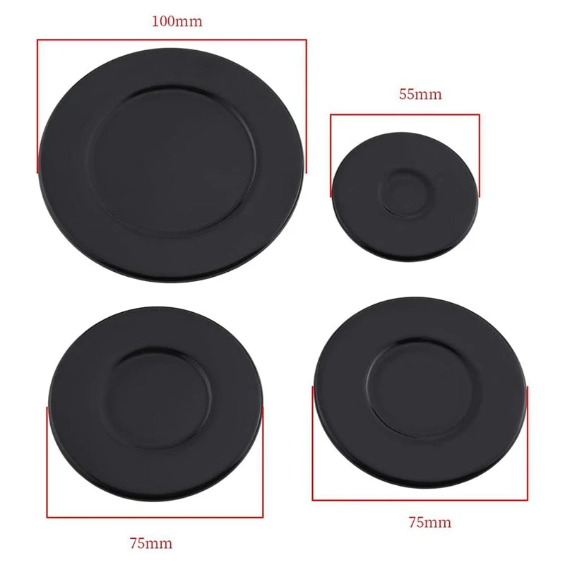 WISH 4 Pcs Cooker Hob Gas Burner Cap 55Mm 75Mm 100Mm For Oven Gas Hob Burner Crown Flame Cap Kitchen Accessories Oasis Select