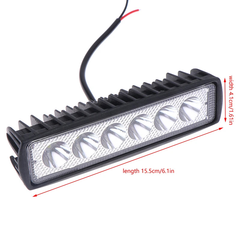 Hot Sale Car LED Light Bar 12V 18W 6000K Work Light For Car Motorcycle Truck Trailer Offroad Headlights Driving Light Oasis Select