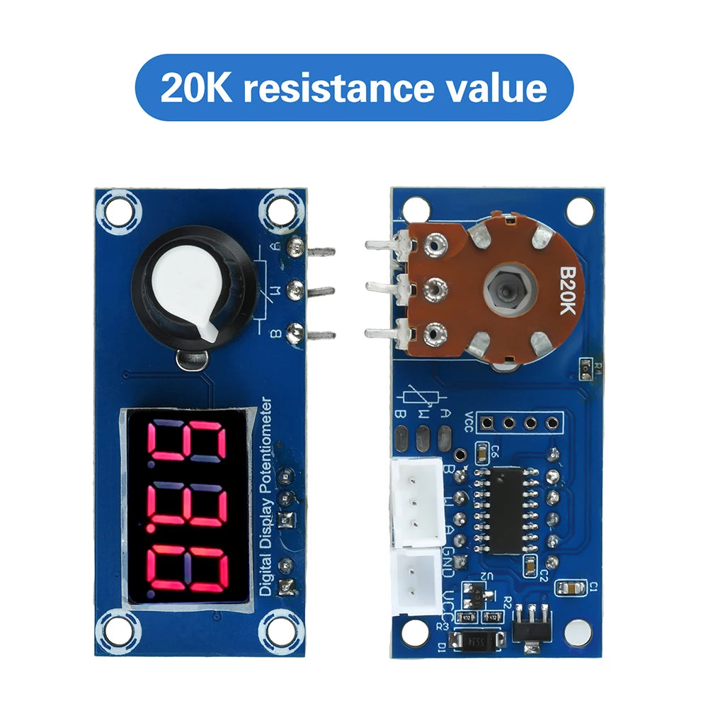 Single Channel Digital Potentiometer Module - 5K/10K/20K Adjustable Resistor with 3-Digit LED Display for Precision Control Oasis Select 20K
