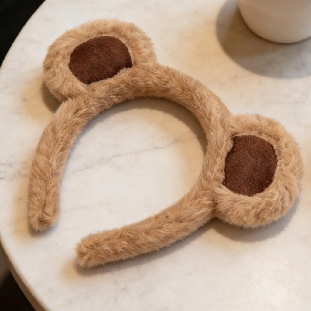 Headband Cute Bear Ears Plush Hairband Women Girls Wash Face Lovely Animal Headbands Cosplay Hoops Band Hair Accessories Oasis Select