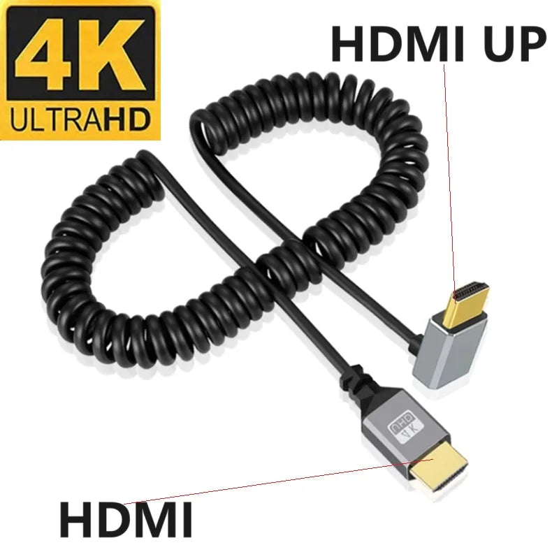 4K60HZ 0.5-2.4M 4K HDMI-Compatible TO HDMI Coiled Extension Flexible Spiral Cable 4K HDMI Male to Male Plug Cable Oasis Select Up