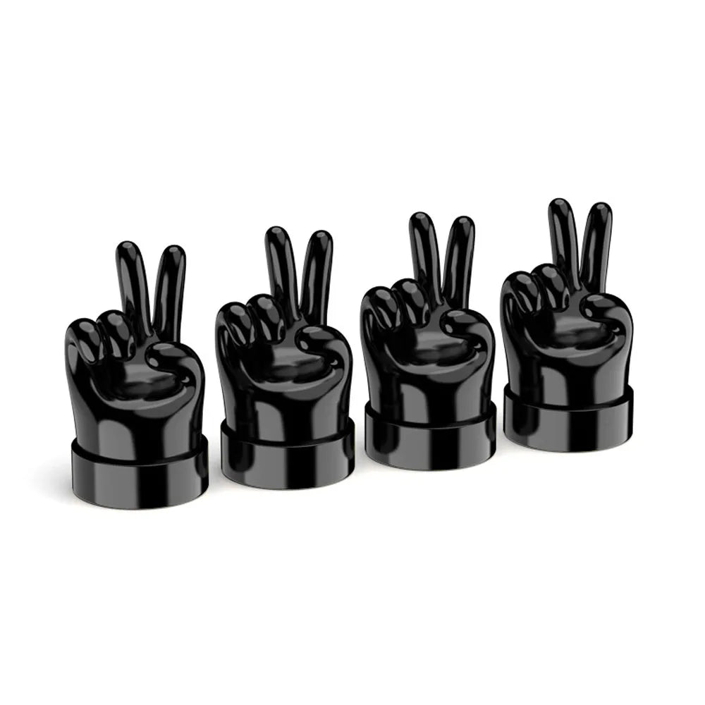 Gesture Tire Valve Stem Caps Covers, Funny Tire Air Caps Universal for Cars,Trucks, SUV, Motorcycles, Bike Oasis Select D-Black