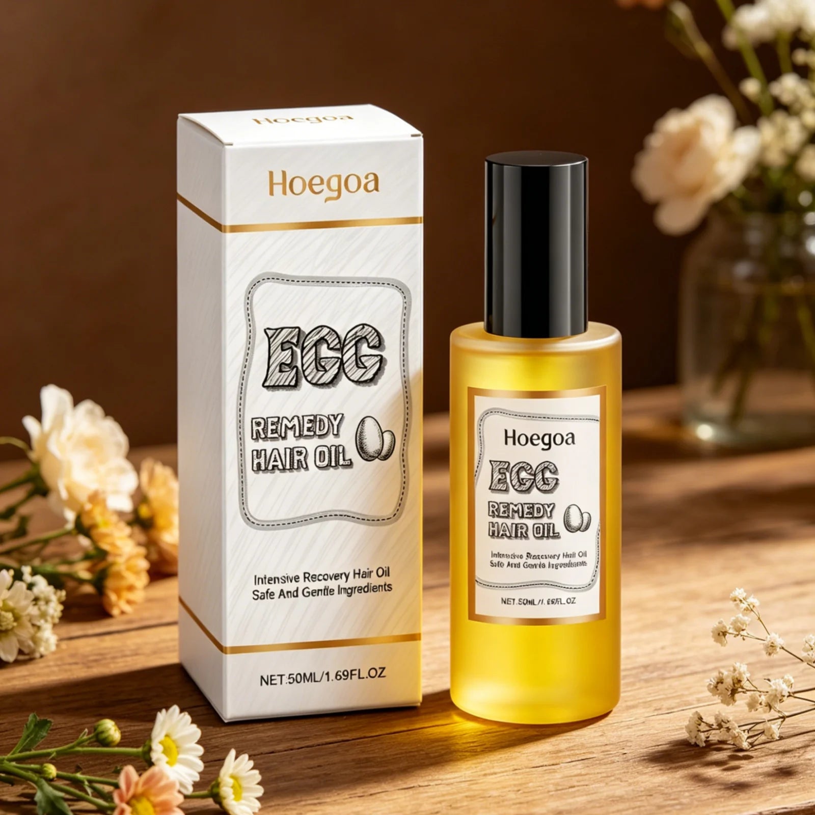 Hoegoa Egg Remedy Hair Oil – Frizz Repair & Nourishing 50ml Hair Treatment Oil Oasis Select