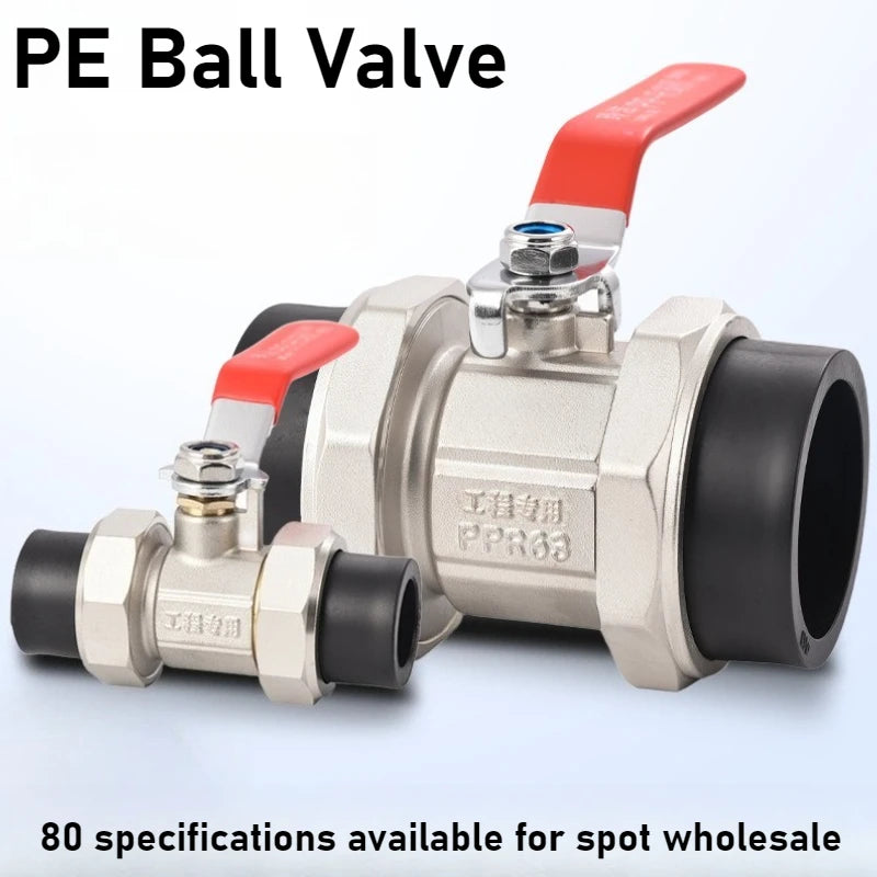 Brass High-pressure Ball Valve PE Double Head Ball Valve 4-point Switch Straight Through PE Double Hot Melt Copper Ball Valve Oasis Select