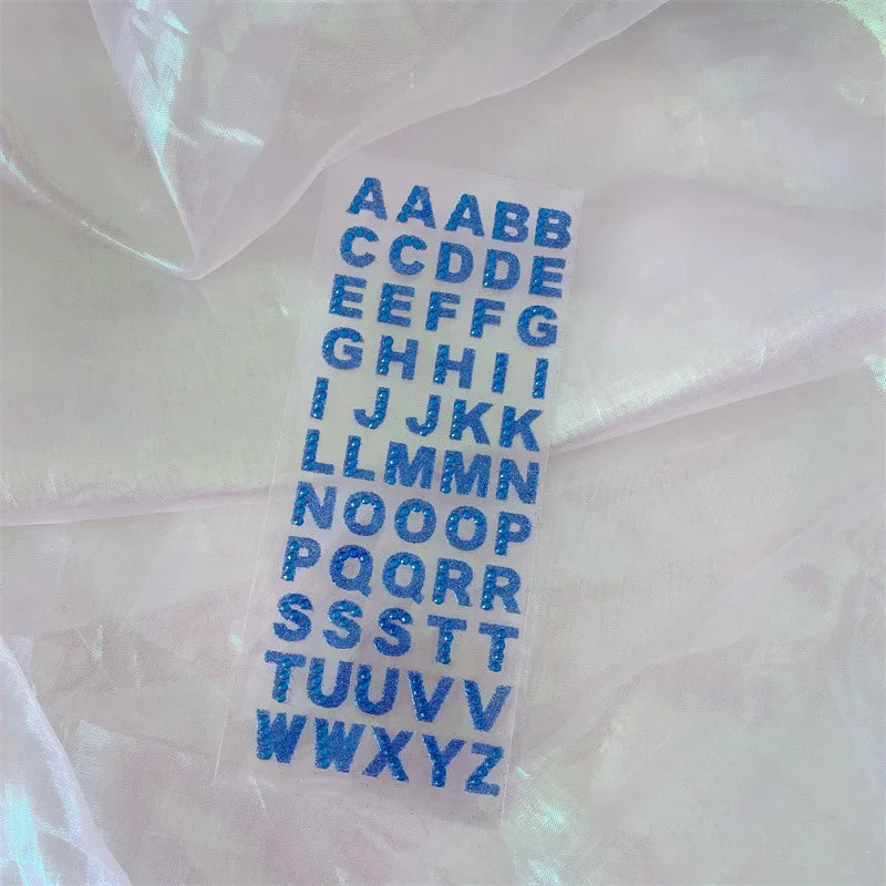1Pcs Glitter A-Z Alphabet Letters Sticker Scrapbooking Stationery School Supplies Black/Gold/Silver/Red/Blue/Pink/Purple/Green Oasis Select Blue